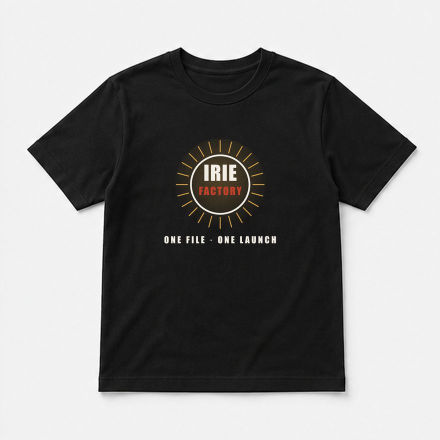 A design composited onto a black tee